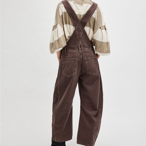 WE THE FREE GOOD LUCK BARREL OVERALLS CHOCOLATE MOUSSE - Picture 3 of 4